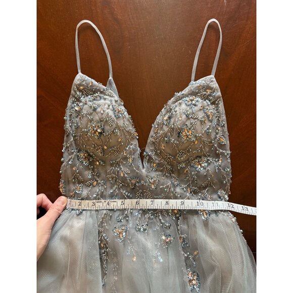 Andrea & Leo Couture A0672 NWT Smoky Blue Embellished Tulle Prom Ball Gown Sz 4 - Picture 14 of 16